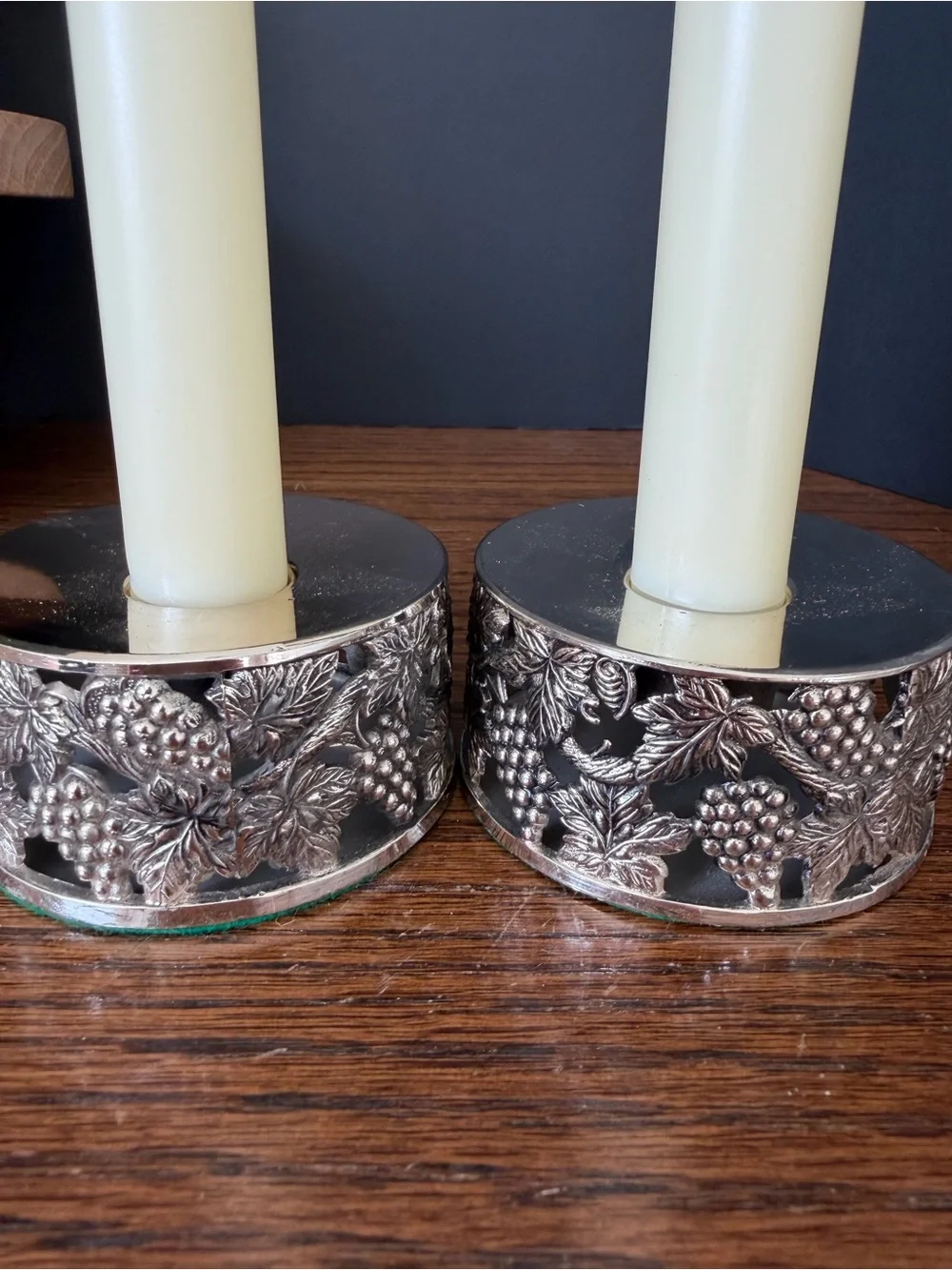 Silver Grape Motif Candle Holder Pair - Home‎ Accents